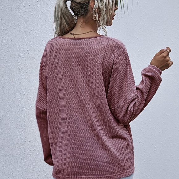 Lavender pocket oversized knit waffle top - Picture 15 of 15
